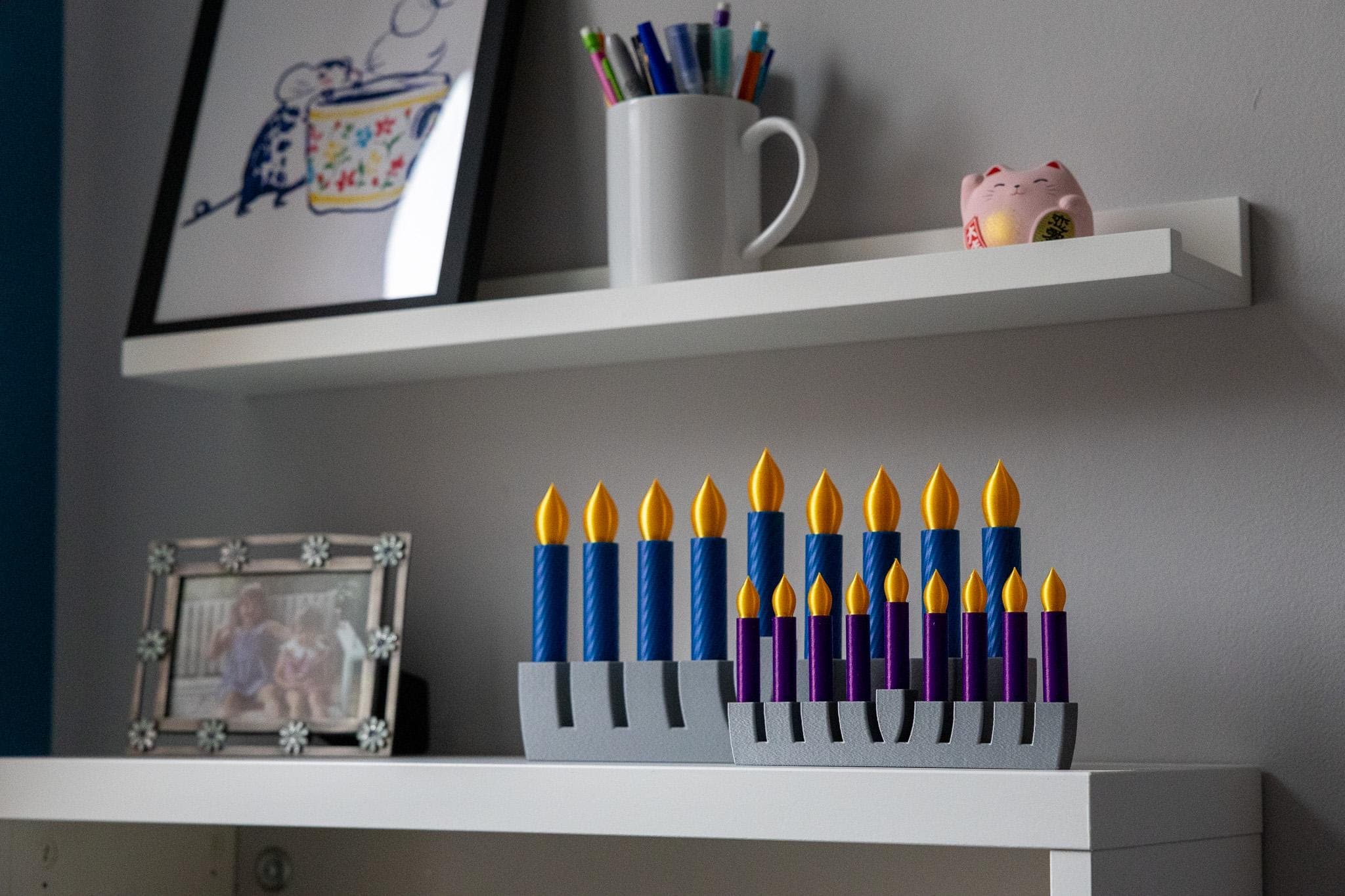 Flameless Hanukkah Menorah — Kid-Safe Chanukiah thumbnail 2